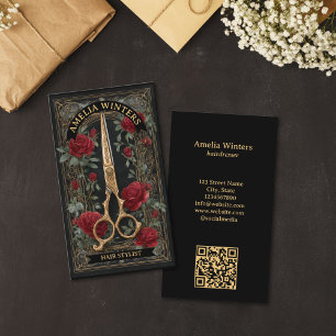 Tarot Goth Vintage Friseur Gold Schere Visitenkarte