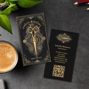 Tarot Goth Vintage Friseur Gold Schere Visitenkarte