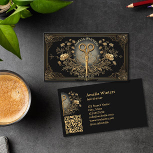 Tarot Goth Vintage Friseur Gold Schere Visitenkarte