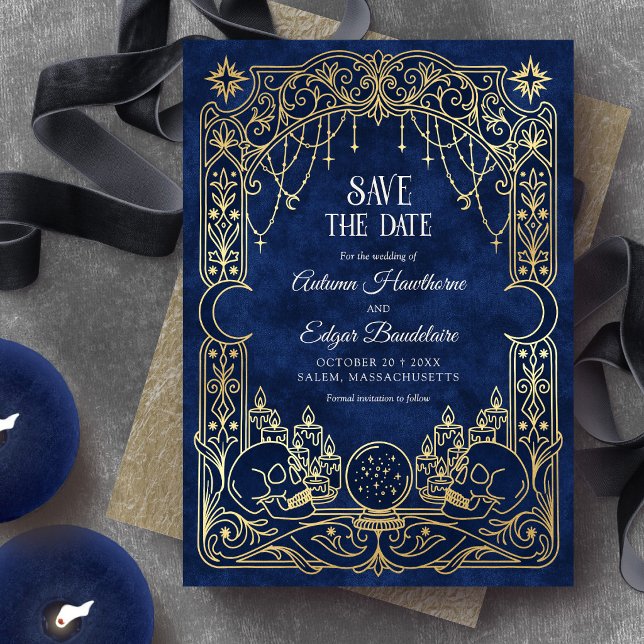 Tarot Halloween Gothic Blaue Hochzeit Save The Date (Von Creator hochgeladen)