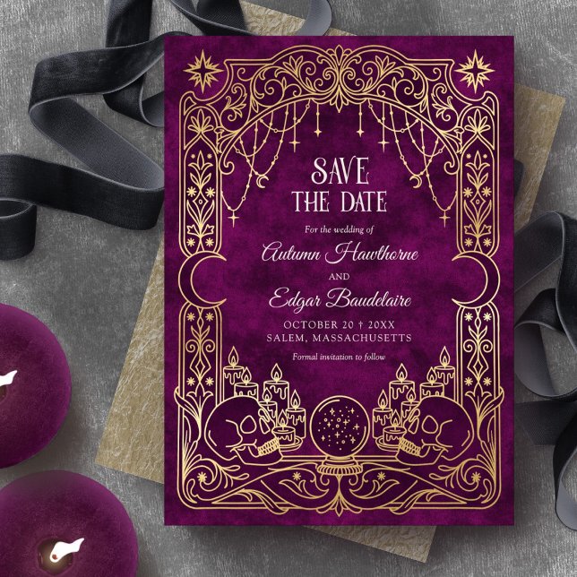 Tarot Halloween Gothic Burgunder Hochzeit Save The Date (Von Creator hochgeladen)