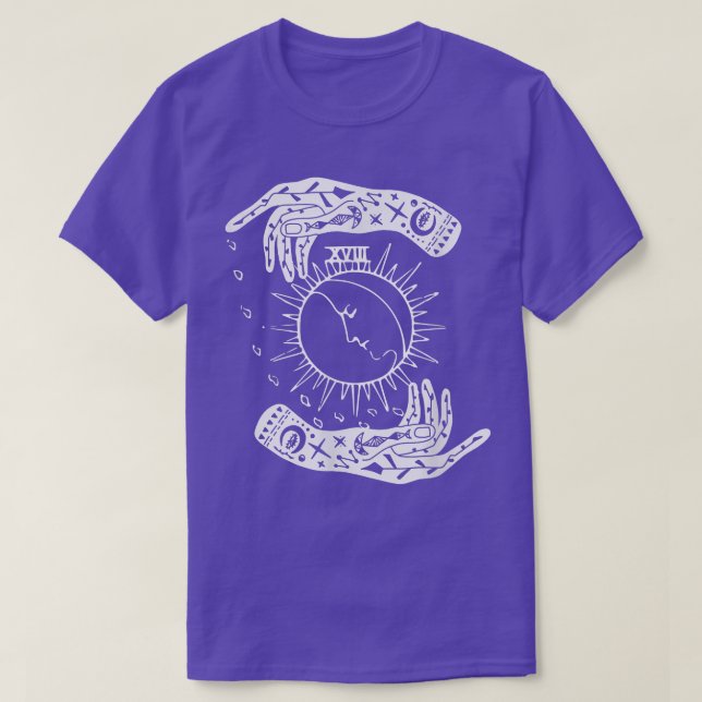Tarot Hands, Sun Crescent Moon & Rain  T-Shirt (Design vorne)