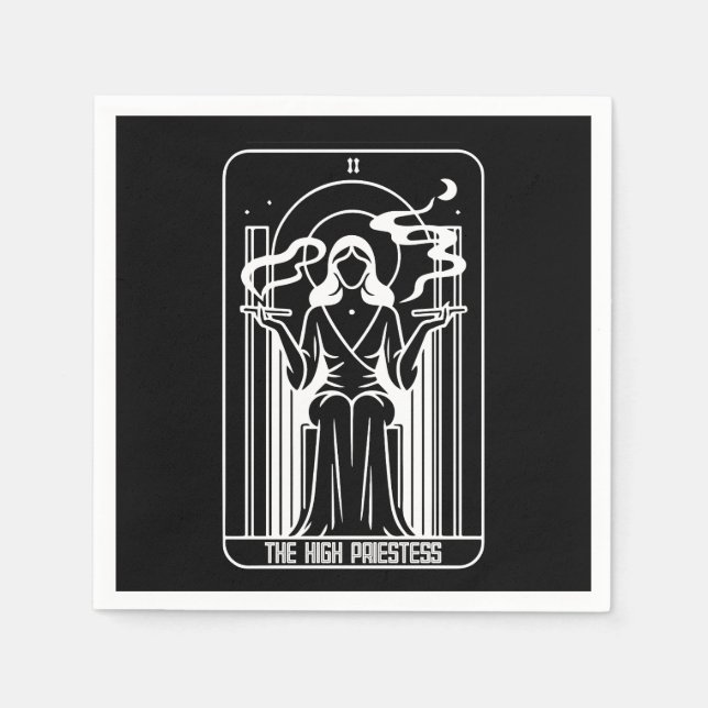 Tarot Hohepriestess Weemale Smoking Geburtstag Serviette (Vorderseite)