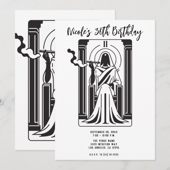 Tarot Hohepriestess Weh-Rauchen-okkultistisch Einladung (Vorne/Hinten)