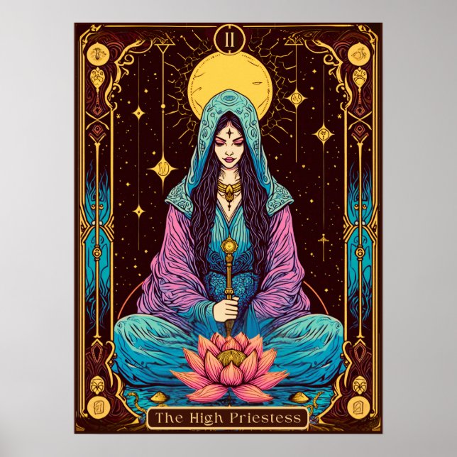 Tarot Illustration, die Hohepriesterin Poster (Vorne)