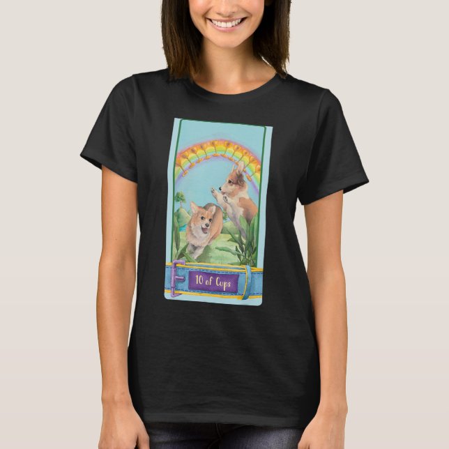 Tarot-Karte 10 Becher und Hunde Kosmische Hunde T-Shirt (Vorderseite)
