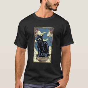 Tarot Karte 3 äugige schwarze Katze Halbmond gothi T-Shirt