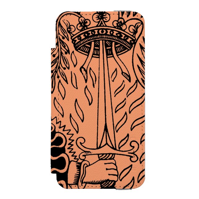 Tarot-Karte: As der Schwerter Incipio iPhone Geldbeutel-Hülle (Folio Vorderseite)