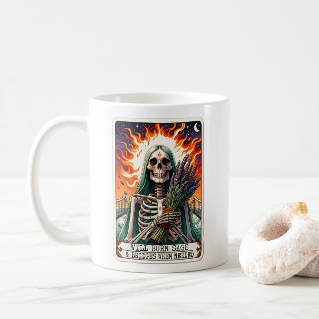 Tarot-Karte "Brand Sage & Bridges wenn nötig" Kaffeetasse (Mit Donut)