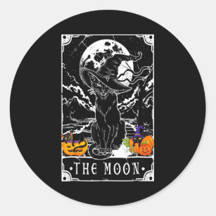 Tarot-Karte Crescent Mond und Black Cat Hexe H Runder Aufkleber