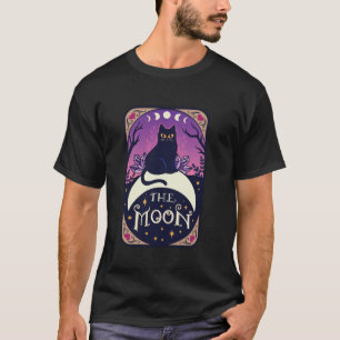 Tarot-Karte Crescent Mond und Black Cat Hexe H T-Shirt