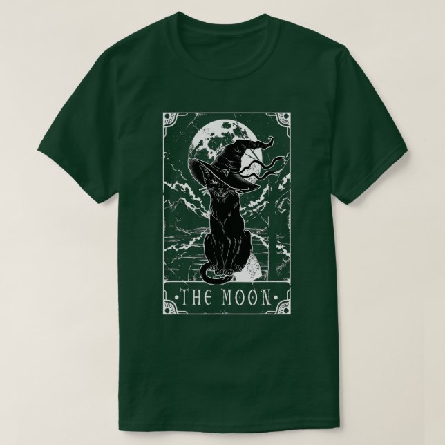 Tarot-Karte Crescent Mond und Black Cat Hexe H T-Shirt (Design vorne)