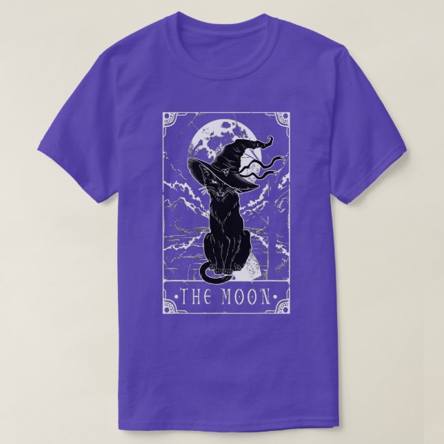 Tarot-Karte Crescent Mond und Black Cat Hexe H T-Shirt (Design vorne)