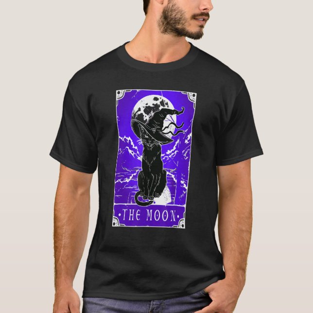Tarot-Karte Crescent Mond und Black Cat Hexe H T-Shirt (Vorderseite)
