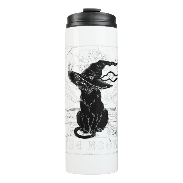Tarot-Karte Crescent Mond und Black Cat Hexe H Thermosbecher (Vorderseite)