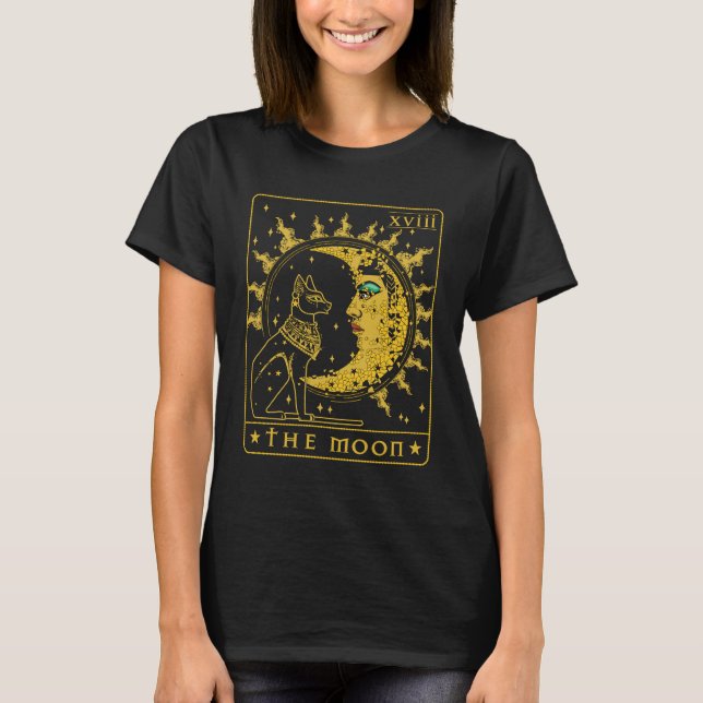 Tarot-Karte Crescent Moon Cleopatra und Sphynx Cat T-Shirt (Vorderseite)