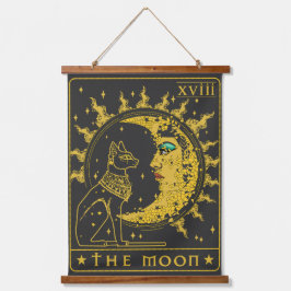 Tarot-Karte Crescent Moon Cleopatra und Sphynx Cat Wandteppich Mit Holzrahmen