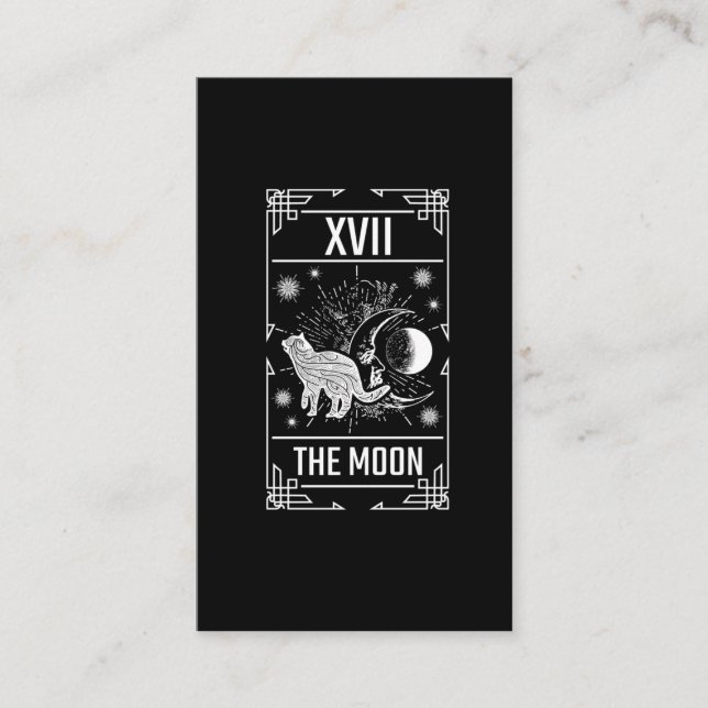 Tarot-Karte Crescent Moon Occult Cat Gothic Hexe Visitenkarte (Vorderseite)