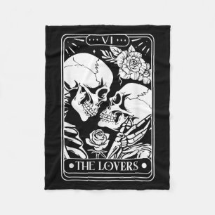 Tarot-Karte Das liebende Vintage Skelett wird schw Fleecedecke