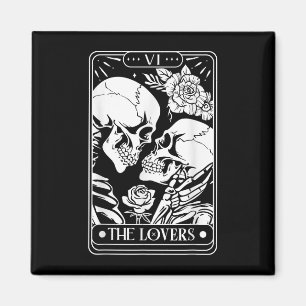 Tarot-Karte Das liebende Vintage Skelett wird schw Magnet