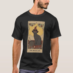 Tarot-Karte der Zauberer und Katze kosmische grafi T-Shirt