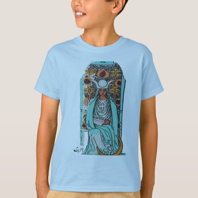 TAROT-KARTE DIE HOHE PRIESTERIN DURCH LIZ LOZ T-Shirt (Vorderseite)