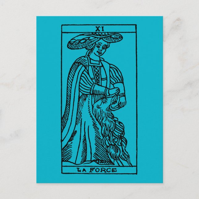 Tarot-Karte: Stärke Postkarte (Vorderseite)