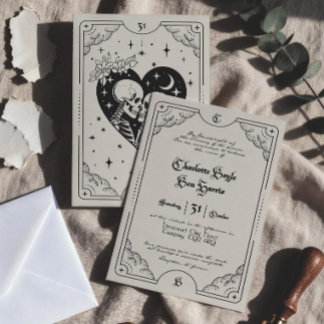Tarot-Karten-Gotische-Hochzeitseinladung Creme & S Einladung