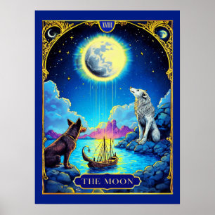 Tarot-Kartendarstellung, der Mond Poster
