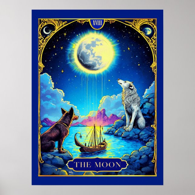 Tarot-Kartendarstellung, der Mond Poster (Vorne)