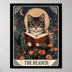 Tarot-Kartenlesekatze Buch florales Buch Poster