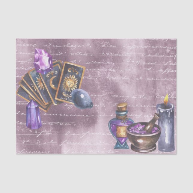 Tarot Kristalle Lila Decoupage Seidenpapier (Vorderseite)