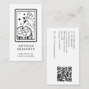 Tarot-Kunsthandwerksbäcker-Dessert-Caterer-QR-Code Visitenkarte