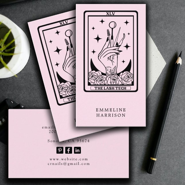 Tarot Lash Specialist Pink Business Card Visitenkarte (Von Creator hochgeladen)