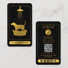 Tarot Logo Hund Grooming Pet Groomer Schwarz Gold Visitenkarte