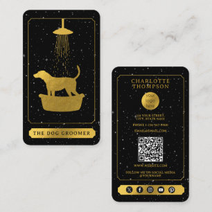 Tarot Logo Hund Grooming Pet Groomer Schwarz Gold Visitenkarte