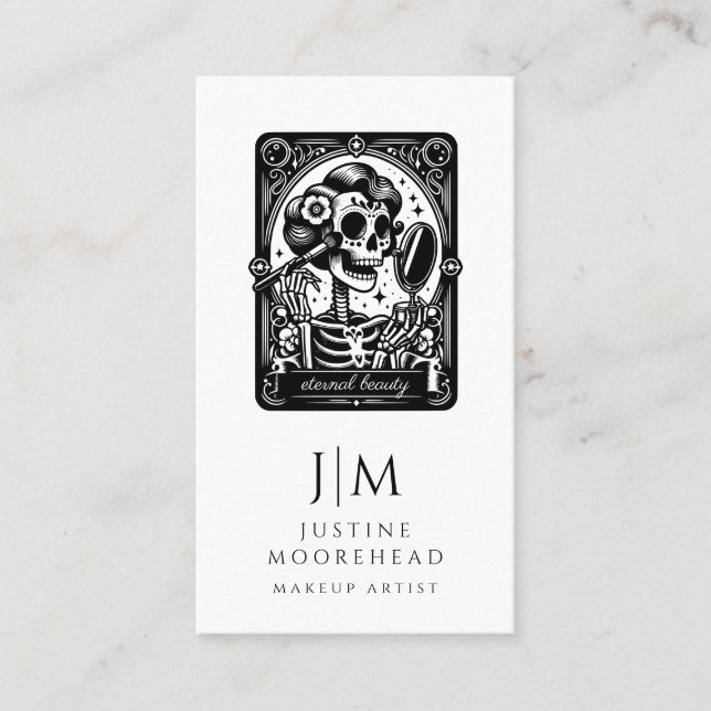 Tarot Makeup Artist Skeleton Business Card Visitenkarte (Vorderseite)