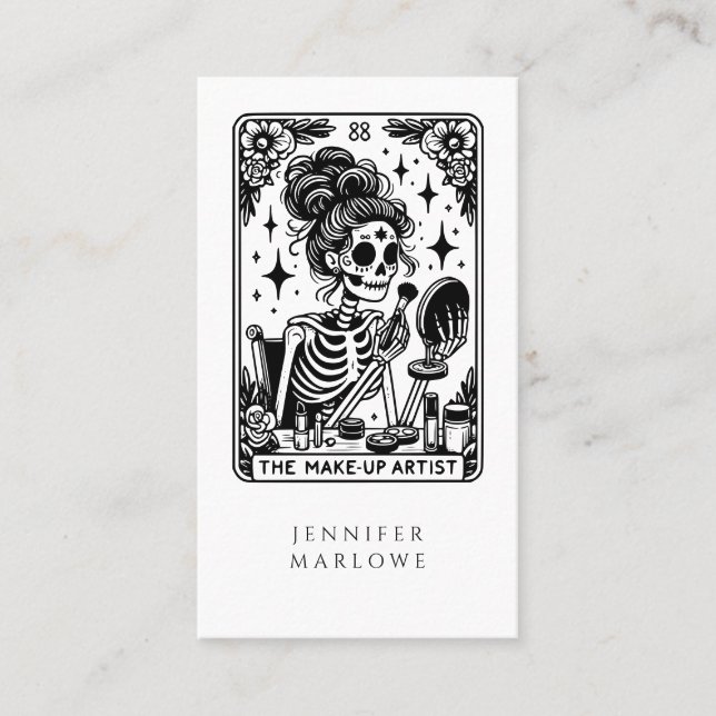 Tarot Makeup Artist Skeleton Business Card Visitenkarte (Vorderseite)