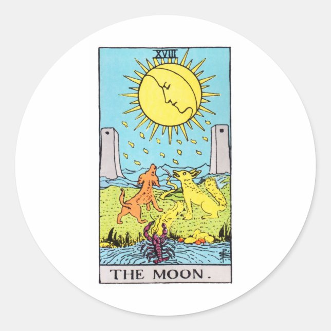 Tarot-Mond Runder Aufkleber (Vorderseite)
