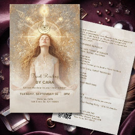 Tarot Mystic Woman Eye Moon Gold QR Code Flyer
