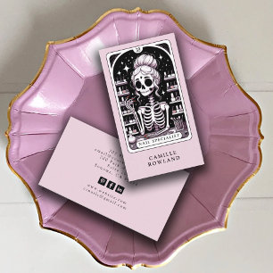 Tarot Nail Technician Pink Business Card Visitenkarte