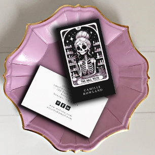 Tarot Nail Technician Schwarz-weiß Business Card Visitenkarte