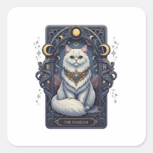 Tarot Persian - Die bekannte Halloween-Katze Quadratischer Aufkleber