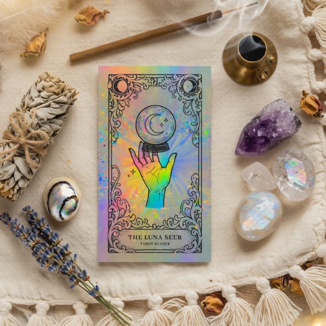 Tarot Reader | Holographic Celestial Tarot Reader  Visitenkarte (Von Creator hochgeladen)