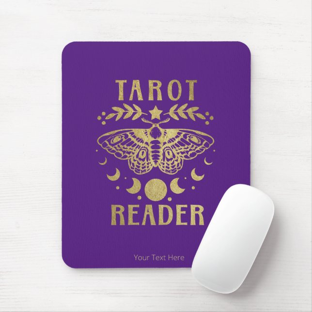 Tarot Reader Moon Phase Moth Stars Mouse Pad Mousepad (Mit Mouse)