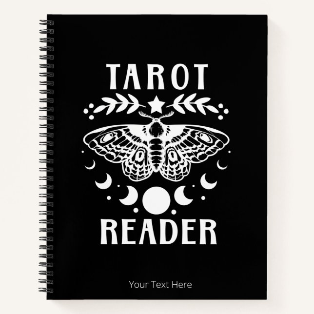 Tarot Reader Moon Phase Moth Stars Notebook Notizbuch (Vorderseite)
