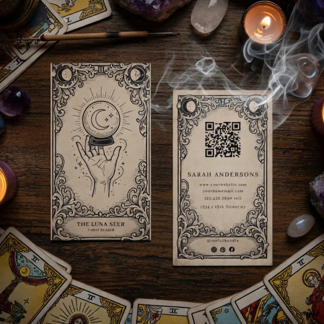 Tarot Reader | Vintage Celestial Mystic Fortune  Visitenkarte (Von Creator hochgeladen)