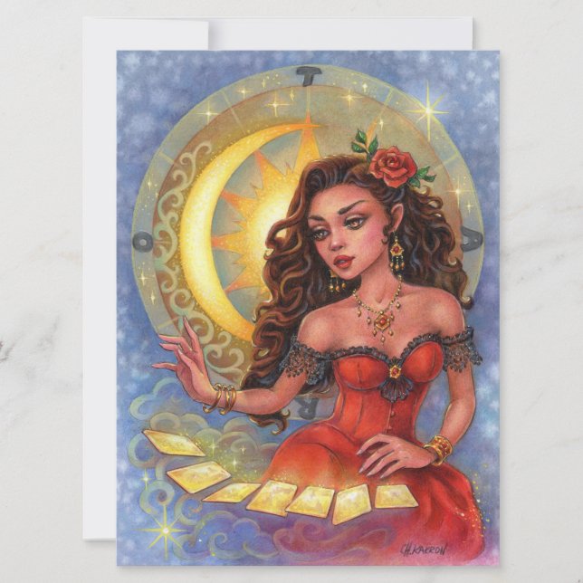 Tarot Reader Zodiac Sinti und Roma Girl Fantasy Ku (Vorderseite)