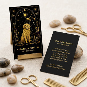 Tarot Schwarz Gold Tierpfleger Geschäftskarte Visitenkarte