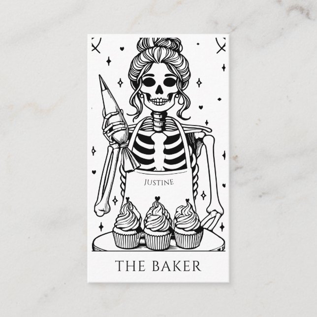 Tarot Skeleton Baker Whisk Cupcake Visitenkarte (Vorderseite)